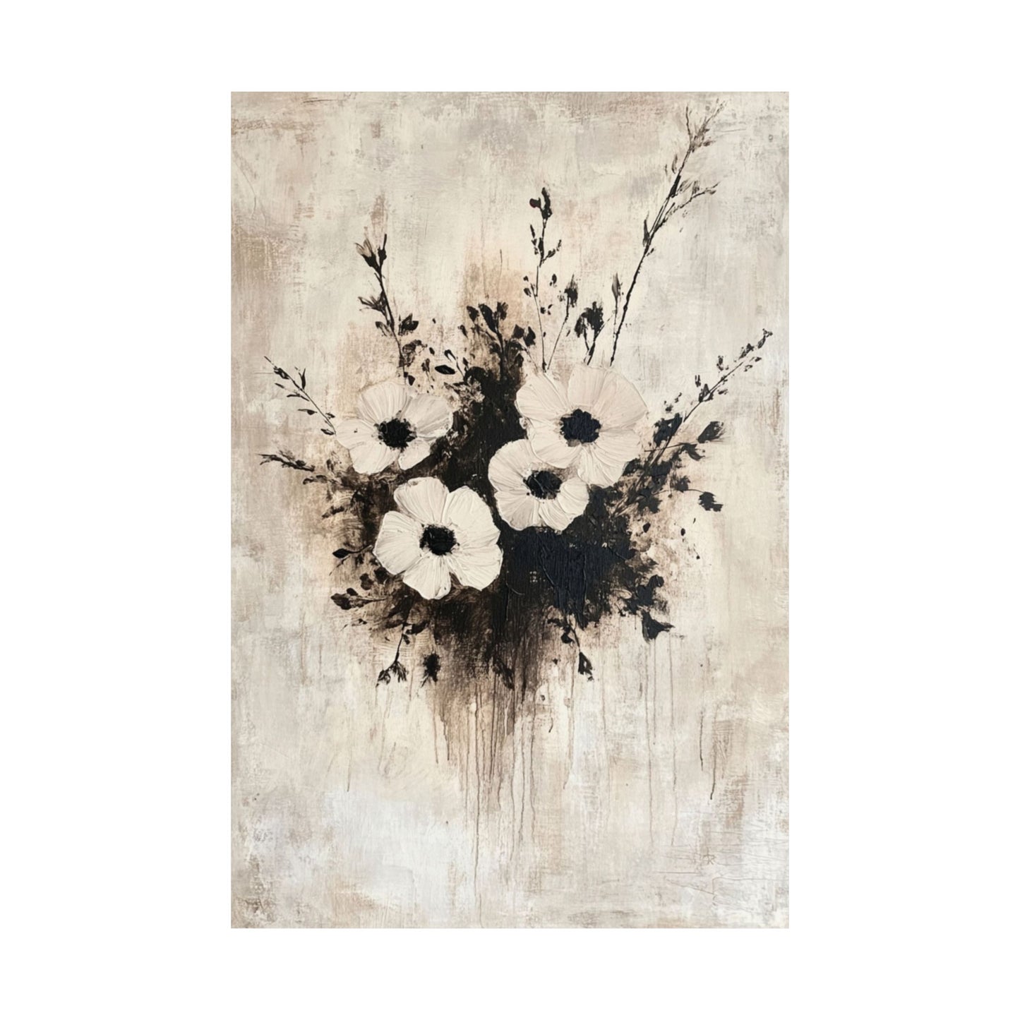 Monochrome Anemone Bouquet Poster