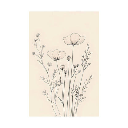 Delicate Wildflower Line Poster