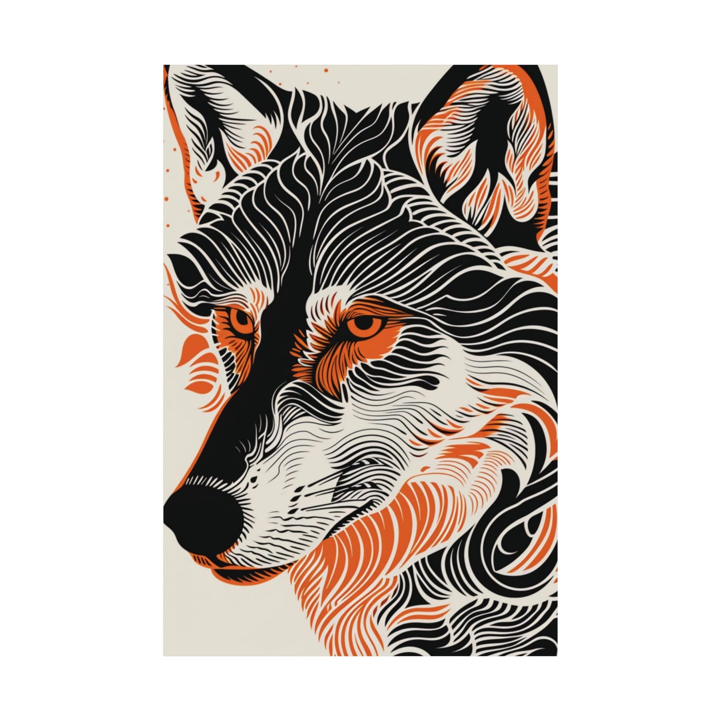 Wild Wolf Abstract Lines Printed Poster