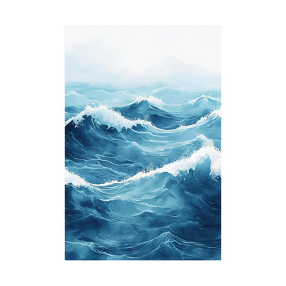 Watercolor Ocean Waves Poster