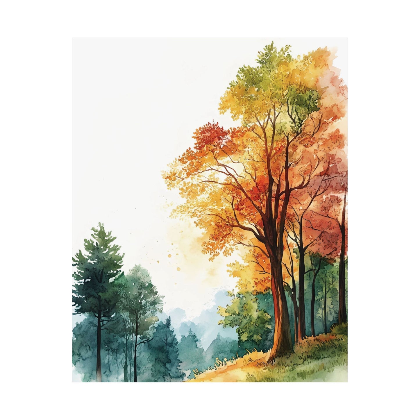 Autumn Watercolor Forest Printed Poster