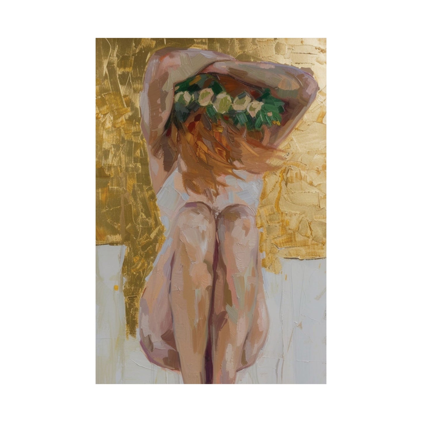 Golden Woman with Wreath Printed Poster