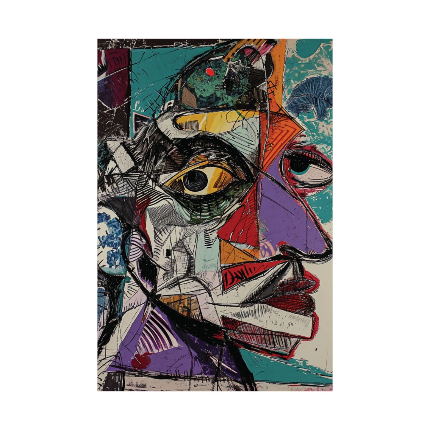 Cubist Face Expression Printed Poster