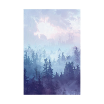 Misty Blue Forest Poster