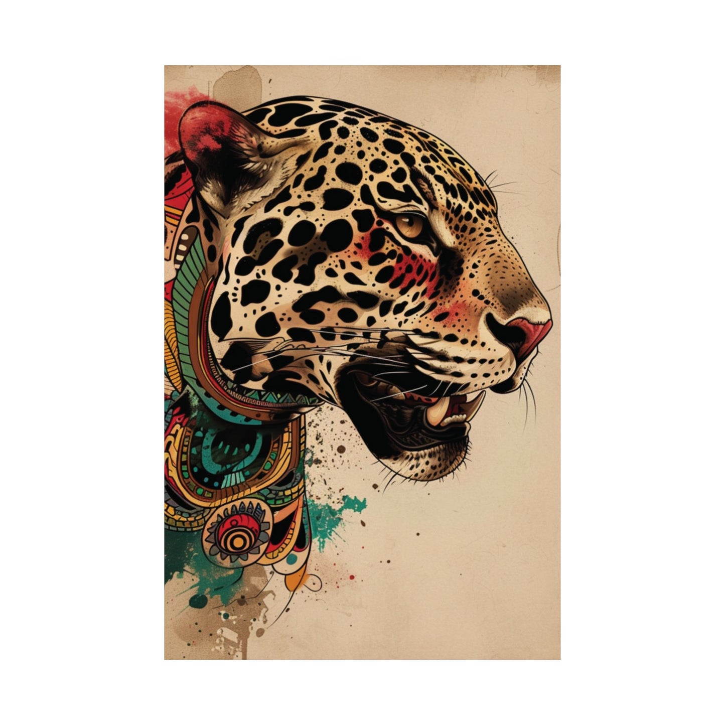 Tribal Jaguar Printed Poster