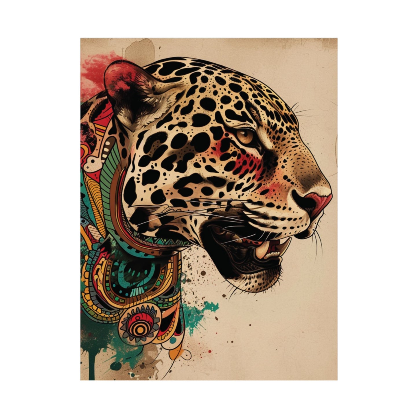 Tribal Jaguar Printed Poster