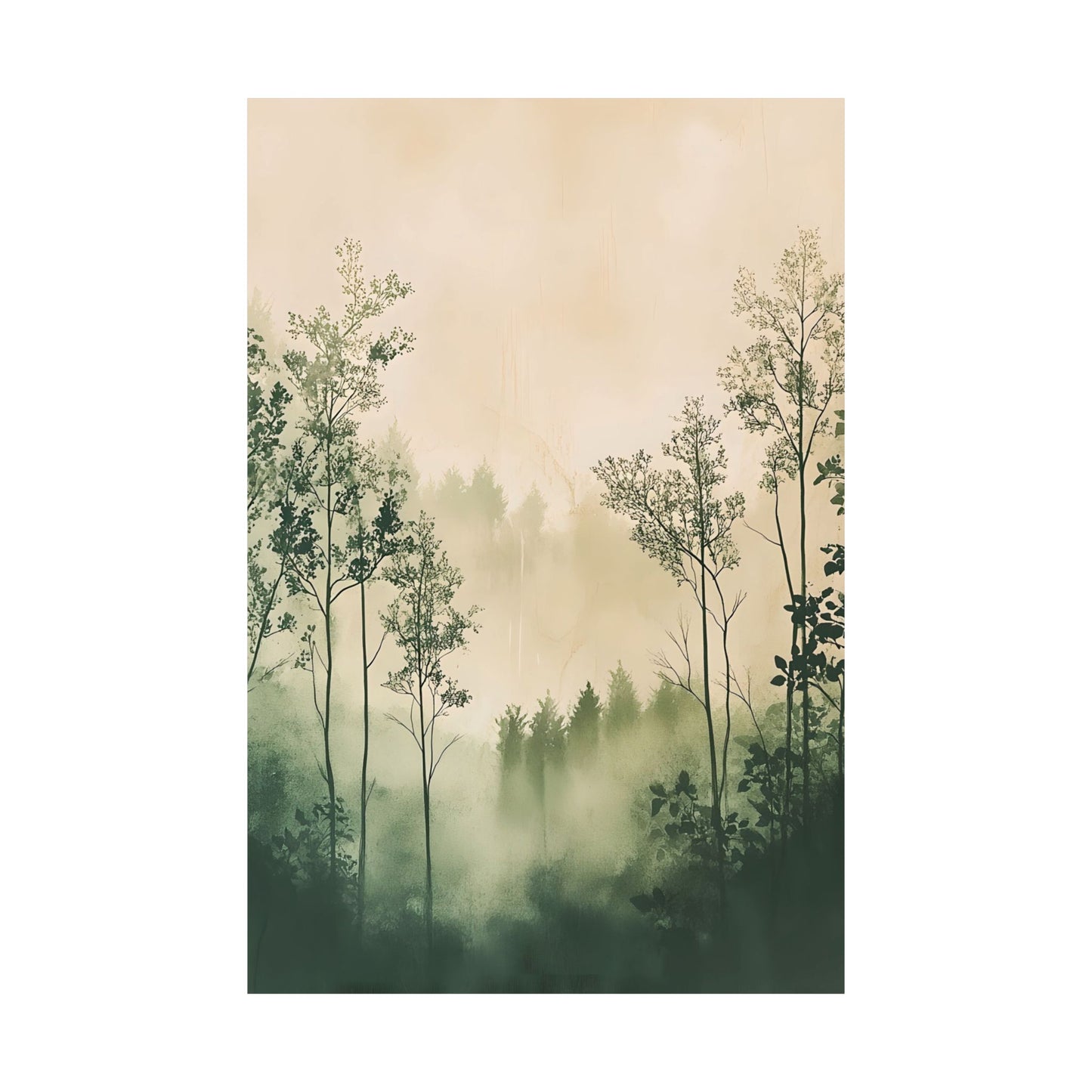 Misty Verdant Woodlands Printed Poster
